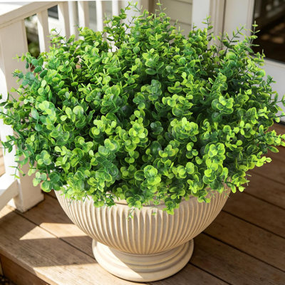 Artificial Greenery Eucalyptus Boxwood, UV Resistant Faux Outdoor Plants for Decoration