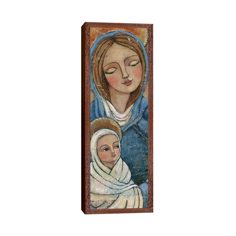 Mary Jesus by Teresa Kogut - Panoramic Painting on Canvas, Classic Brown Wood Framed, 121.92 cm H x 40.64 cm W