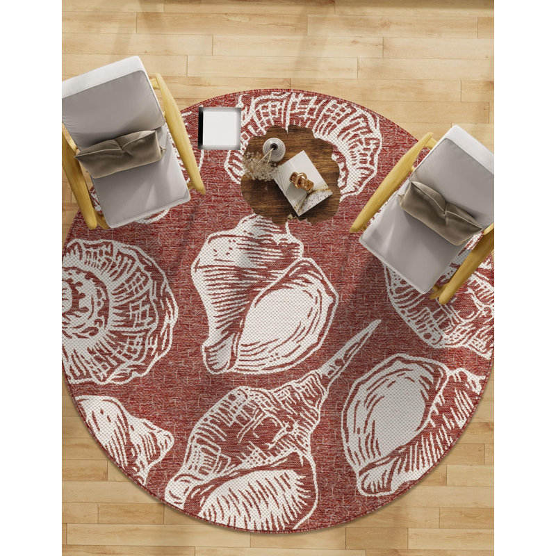 Tapis contemporain rouille et ivoire Ayton, Rond 13 pi 1 po