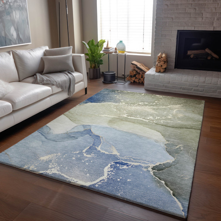 Premium Machine Washable Cerrito AMF517 Blue Rug