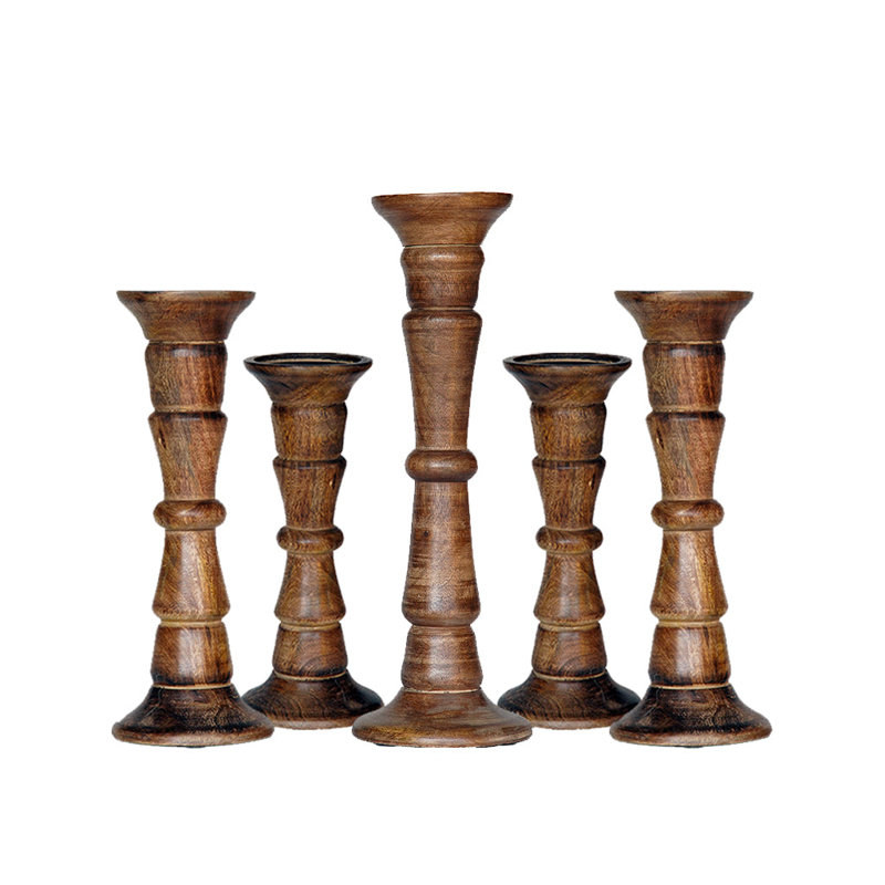 15'' H Wood Tabletop Pillar, Medium Burnt