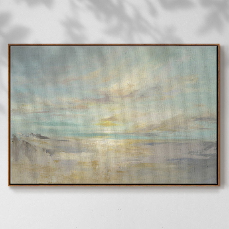 " After The Summer ", 27" H x 41" W x 2" D, Walnut Floater Framed Canvas