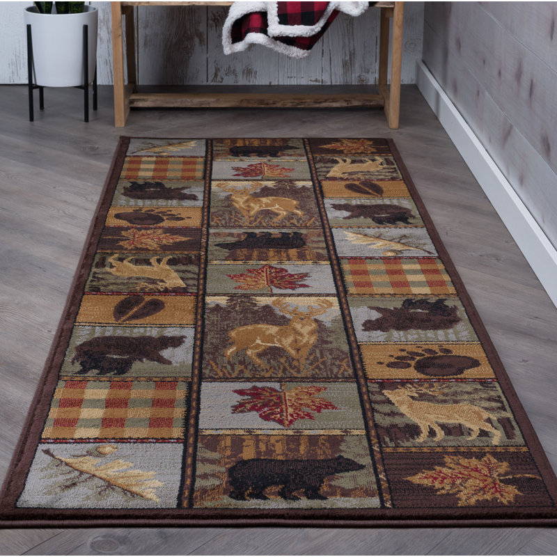 Tapis brun en polypropylène tissé à la machine Alers, Tapis de couloir 2 pi 7 po x 7 pi 3 po