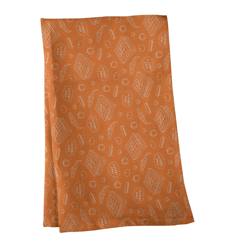 Torchon à motif de couleur pizza background, Croisé en coton, Orangé