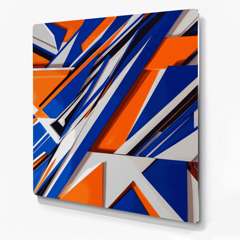 «Geometric Abstraction 9», art mural en métal bleu, H 12 po x l 12 po