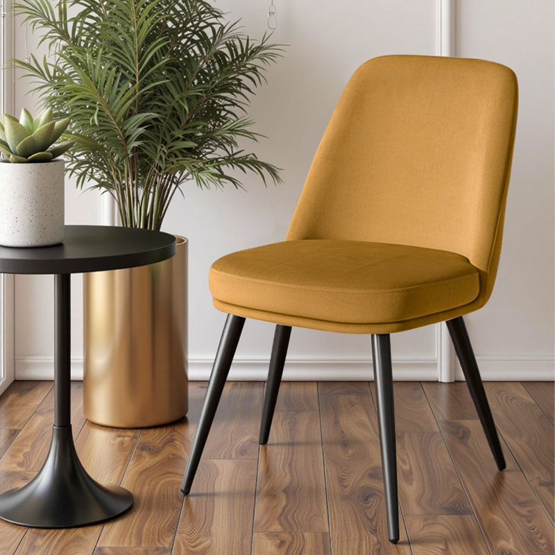 49Cm H Modern Velvet Upholstered Dining Chair for Kitchen/Dining Room, Yellow, 6