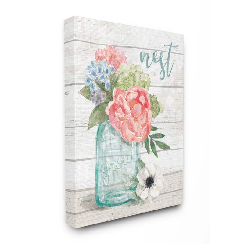 «Nest Grow Flower Jar Rustic», impression, Toile tendue, H 30 po x l 40 po x P 1,5 po