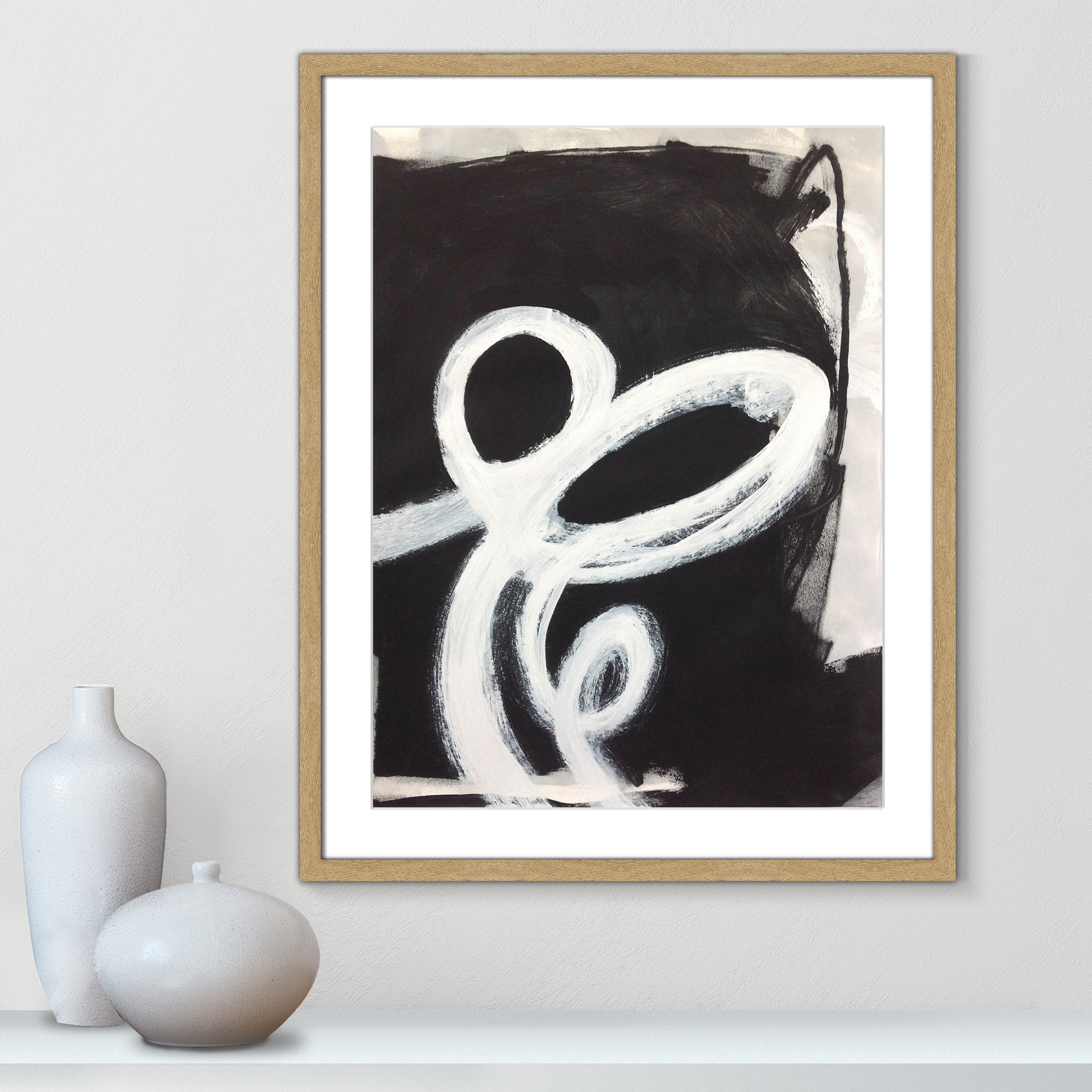 Ansonia Swirly Swirls II Print by , Natural Woodgrain Single Picture Frame, 29.5" H x 23.5" W x 2" D, No Mat