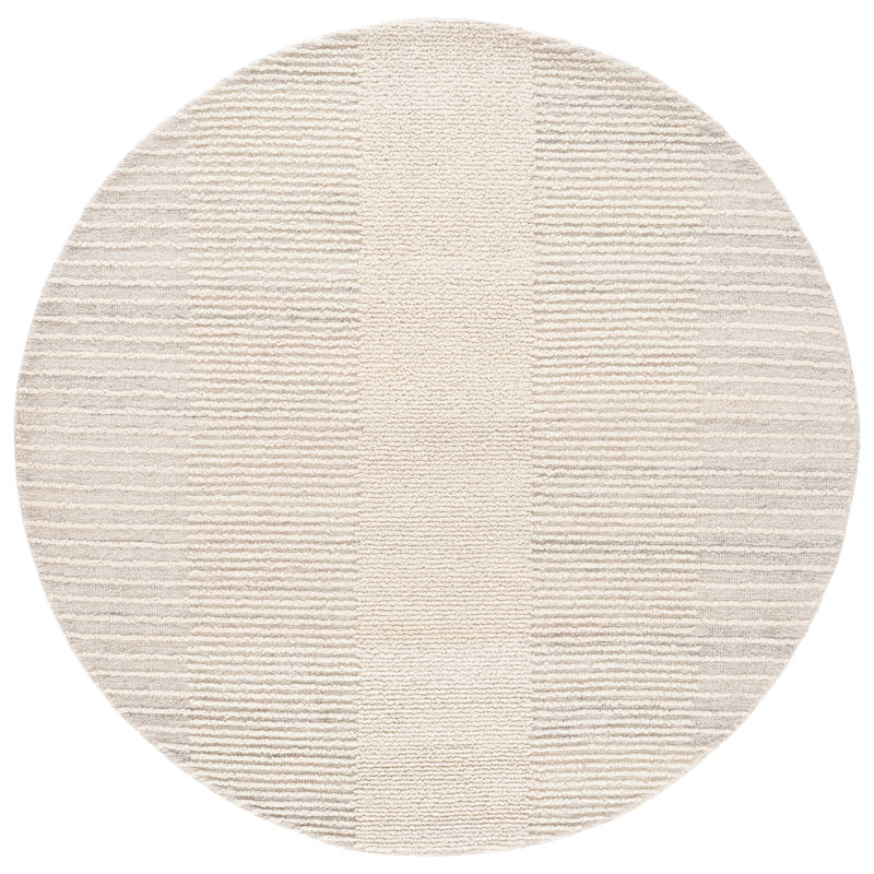 Abstract Hand Tufted Wool, Cotton Solid Color Indoor Rug, Round 6'