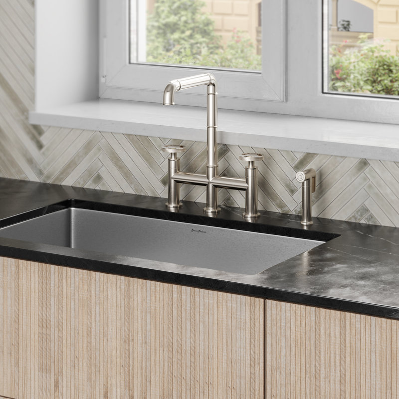 Avallon Pro Widespread Kitchen Faucet with Side Sprayer, Brushed Nickel