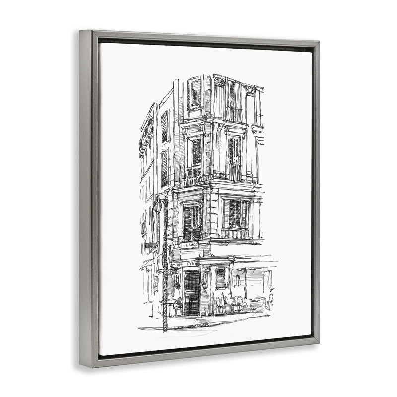 Cadre flottant Parisian Boulevard Architecture, design par Ethan Harper, Cadre flottant gris lustré, H 31 po x l 25 po