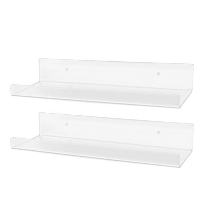 2 Pack Wall Mounted Plant Shelf 12 Inch Acrylic Display Hanging Vertical for Indoor Window Garden Plants Space Saving Transparent