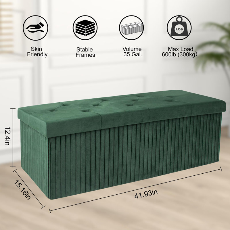 Storage Ottoman Bench, Green