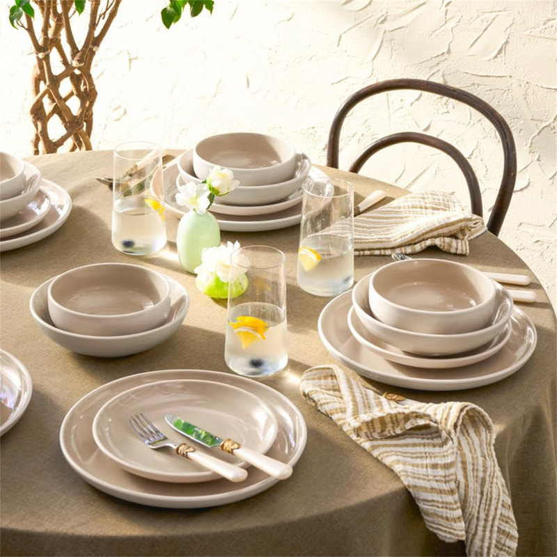 Rhonna Piece Porcelain China Dinnerware Set - Service for 6, Cream