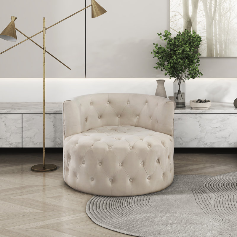 Jaonte 33" Modern & Contemporary Swivel Chair with Velvet Fabric Upholstery, 360-Degree Swivel, Foam over Pocket Coils