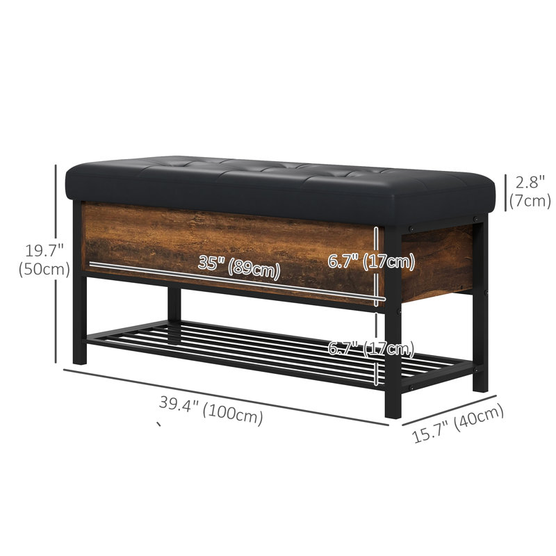 Banc de rangement rembourré en similicuir Eilley