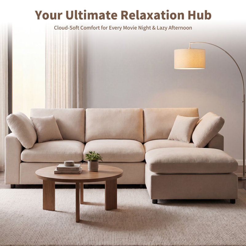 Cloudluxe Modular L-shaped Premium Chenille Sectional Sofa with Solid Wood Frame