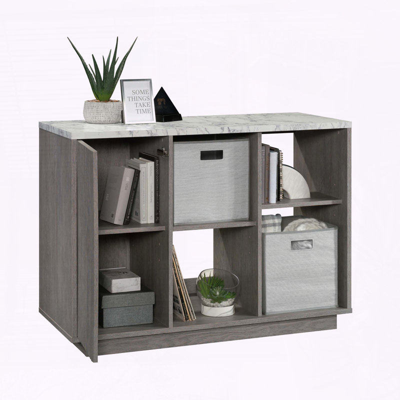 Armoire de rangement décorative avec tablettes réglables et gestion des câbles