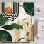 Rideau de douche Boho Mid Century Abstract Retro Palm Leaf Plant Sun Arch Minimalist-464574707