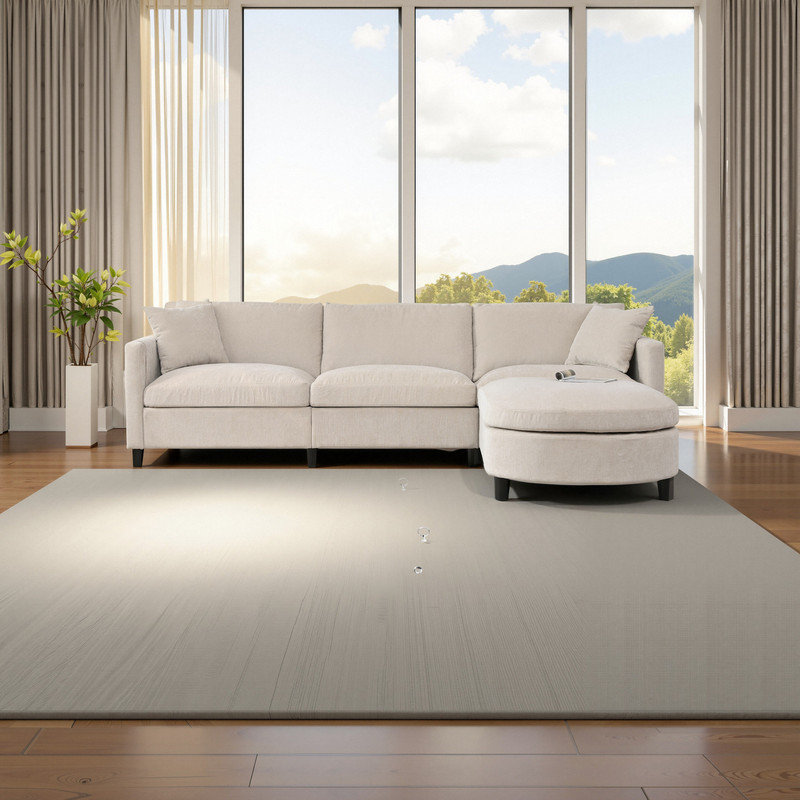 Canapé modulaire modulaire en L avec repose-pieds et rangement 107,87 pi, Beige