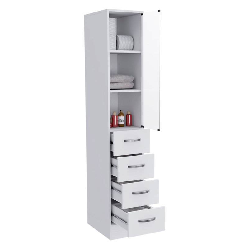 Armoire à linge Preston, trois tablettes, quatre tiroirs