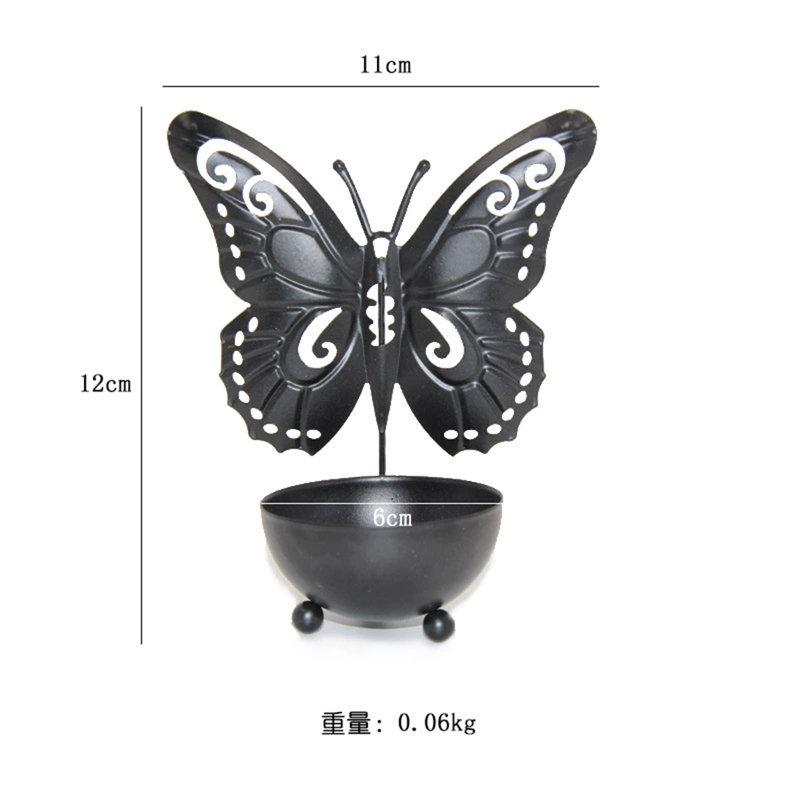4PCS Butterfly Tea Light Candle Holder, Black Metal Candle Holder for Home Decor, Black