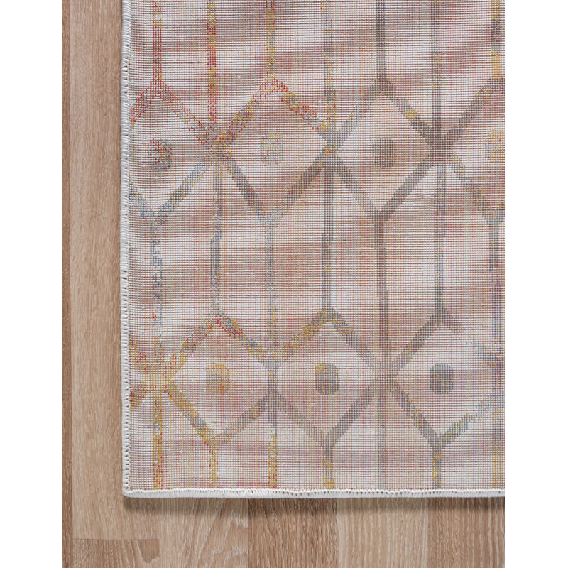 Tapis ivoire / bleu Okemah, Tapis de couloir 2 pi x 6 pi 1 po