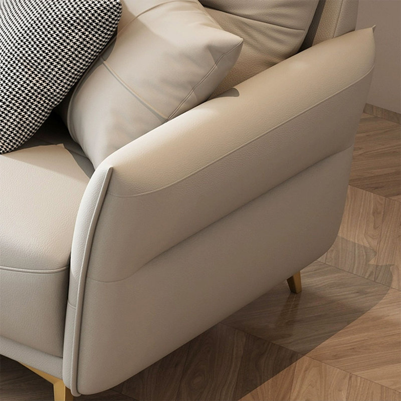 Canapé modulaire gris en cuir véritable, H 35,43 po x l 110,24 po x P 38,19 po