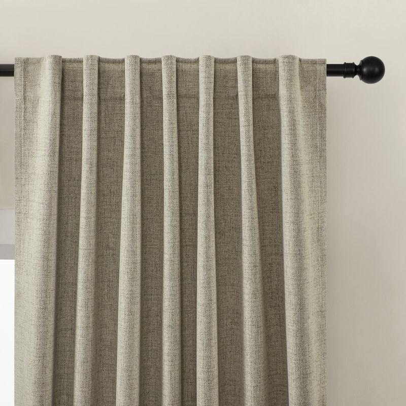 Ensemble de 2 panneaux de rideaux occultant en toile de jute 100% Leming, L 52 po x L 63 po, Cappuccino