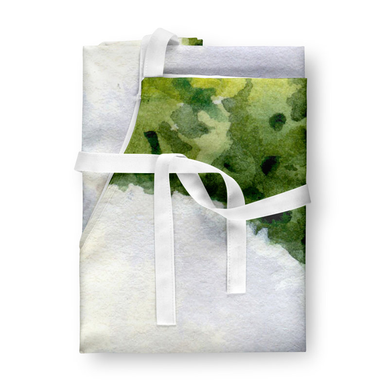 No Pattern Bib Apron, Green/White