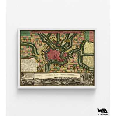 Reproduction de la forteresse et de la ville de Luxemburg 1730, affiche européenne antique, art mural historique, art mural de l'histoire de l'Europe, histoire rustique