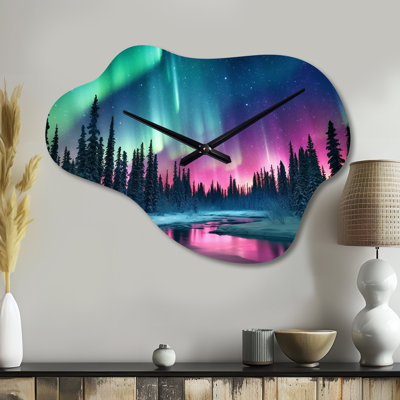 Horloge murale en métal Northern Lights In Alaska II - Alaska