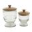Glass Beaded Clear Decorative Jars with Wood Lids Set