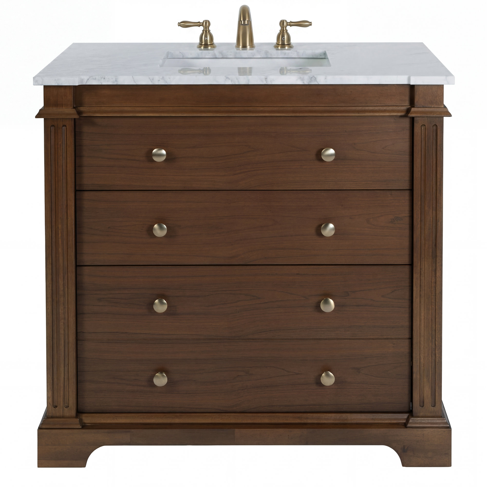 Garza 36" Single Bathroom Vanity Set, Walnut