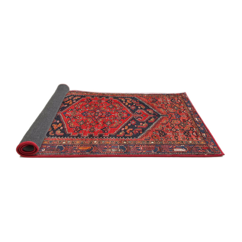 Tapis traditionnel Mehroon / bleu / crème, Rond 3 pi
