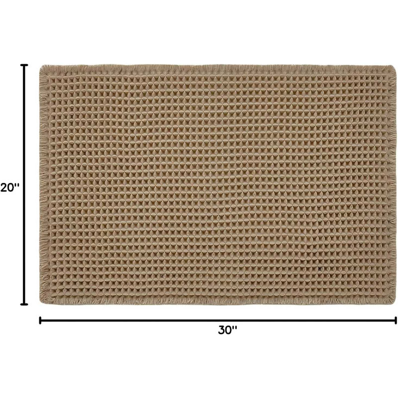 Tapis de bain gaufré, tapis de salle de bain Boho antidérapant lavable super absorbant à séchage rapide décor de salle de bain