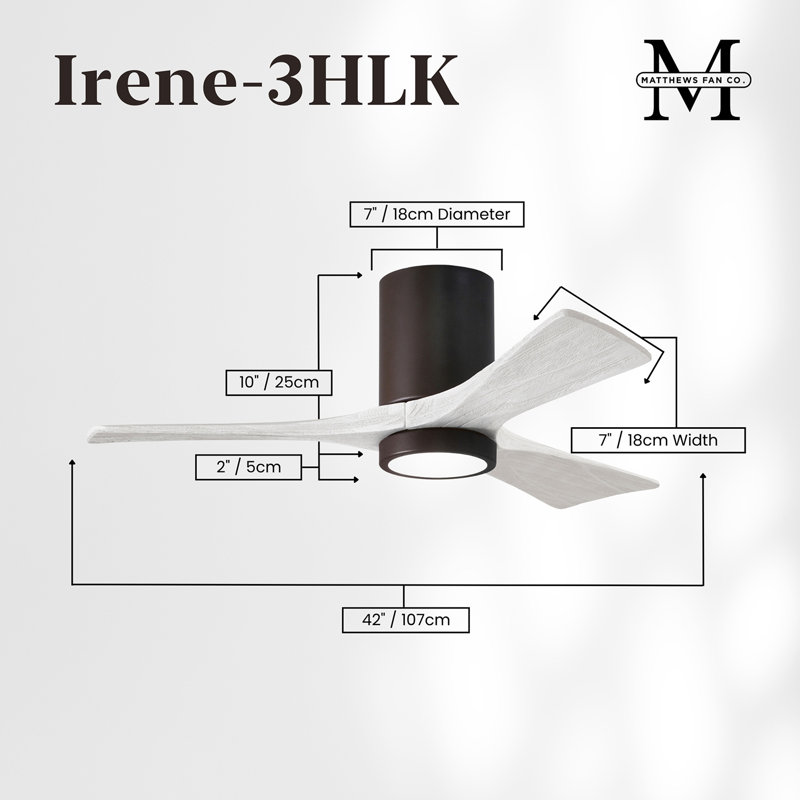 Irene LED Ceiling Fan, Textured Bronze, Matte White, 42"