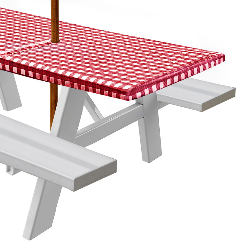 Vinyl Picnic Fited Tableclth Rectangle 48X24 Black, Black, 60"  x 30"