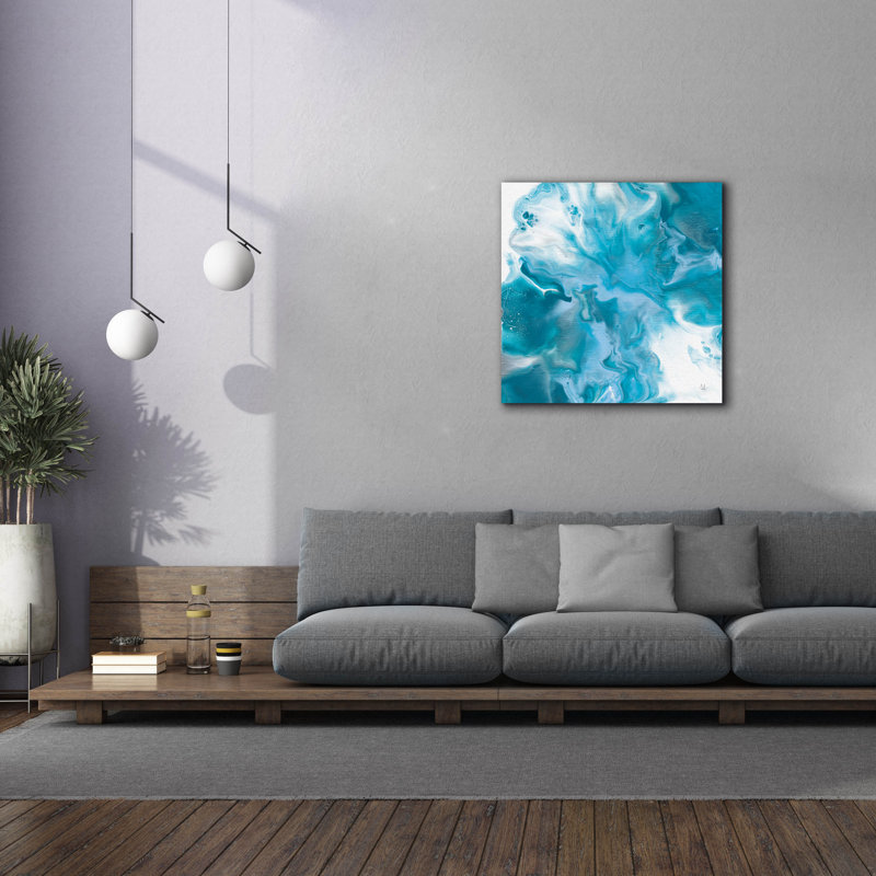«Blue Lagoon 2» par Sarah Adams, art mural sur toile, H 37 po x l 37 po x P 1,5 po