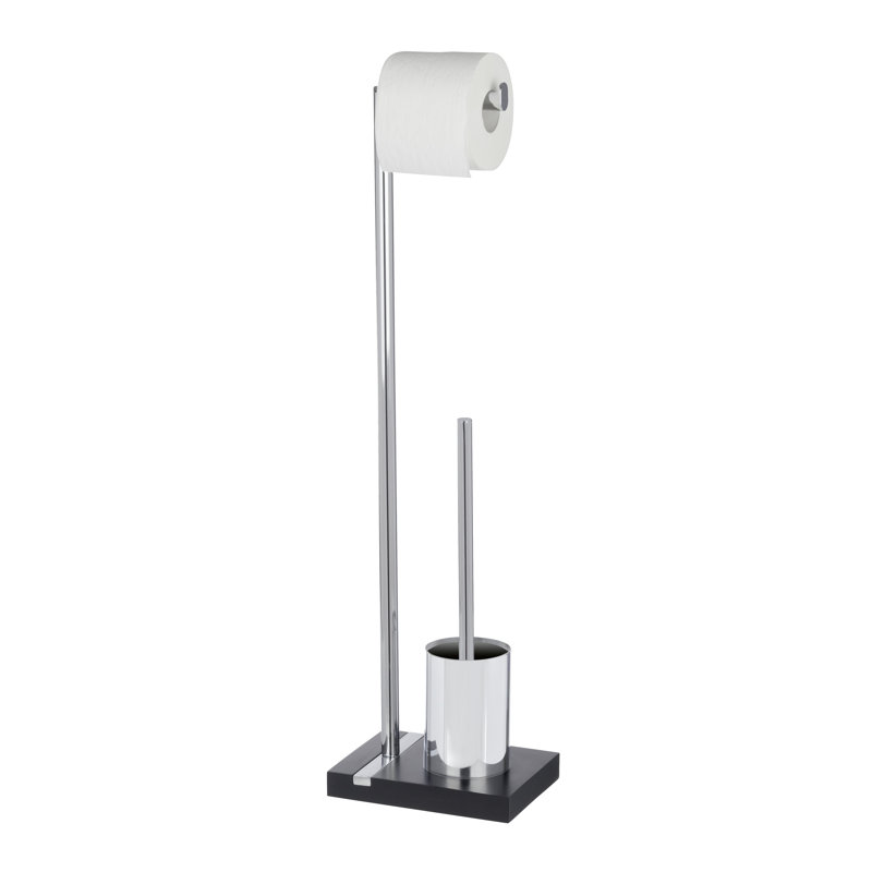 Noble Freestanding Toilet Roll and Brush Holder, Black