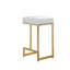 Tabouret à hauteur de comptoir en métal et en cuir blanc 25 po H avec base dorée (ensemble de 2)-129203228-129203224
