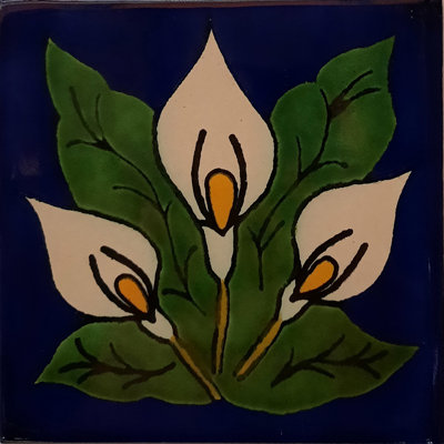 2" x 2" 36pcs TalaMex Three-Lily Talavera Ceramic Tile