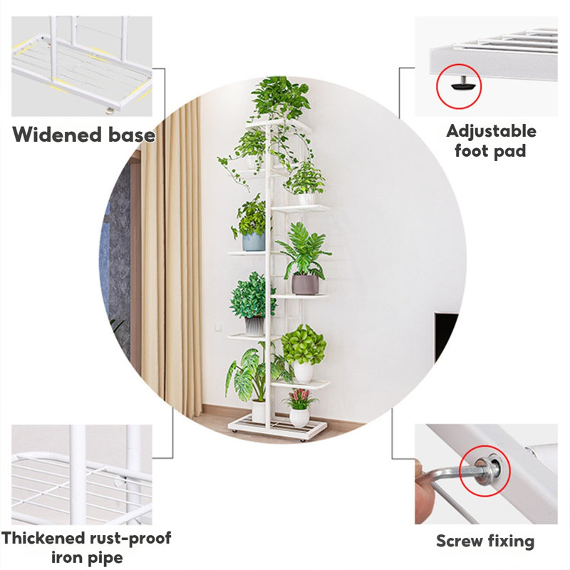 White Metal 4-Tier Indoor/Outdoor Plant Stand