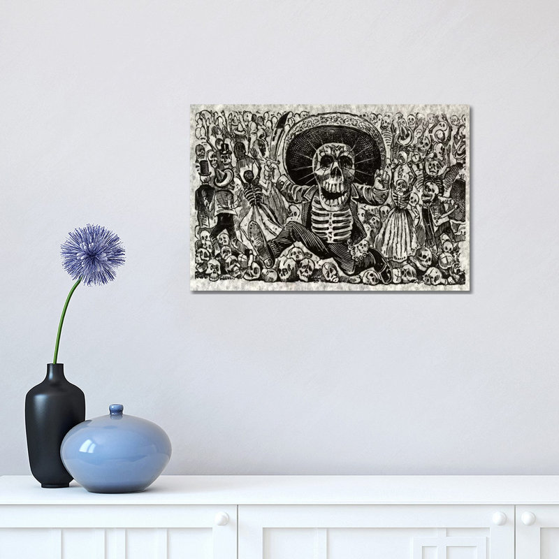 Skeletons - Calavera from Oaxaca 1 Piece Wrapped Canvas Painting, 30.48 cm H x 45.72 cm W