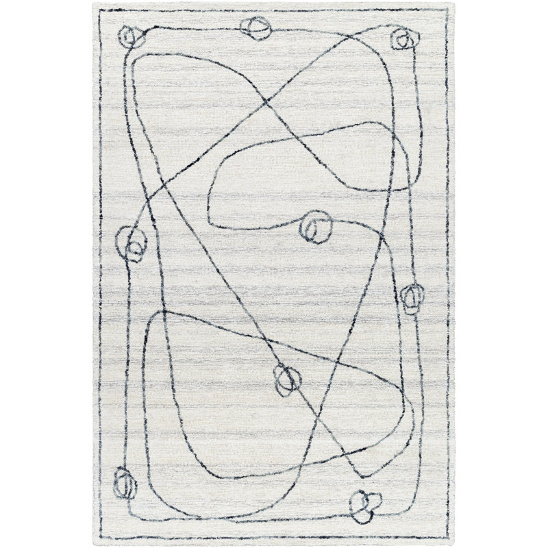 Jules Wool Abstract Area Rug in Gray, Rectangle 8' x 10'