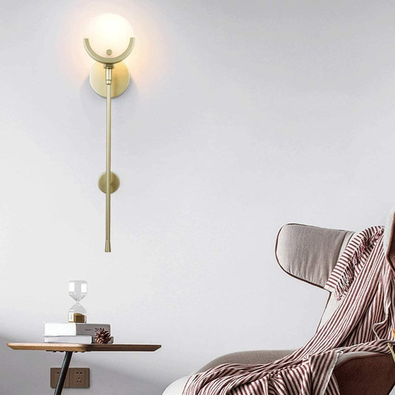 Shannon - Modern Art Deco Wall Light-e14 Bulb-Modern Gold Iron & Glass Spherical Pendant Light – E14 Bulb Base, Round Design