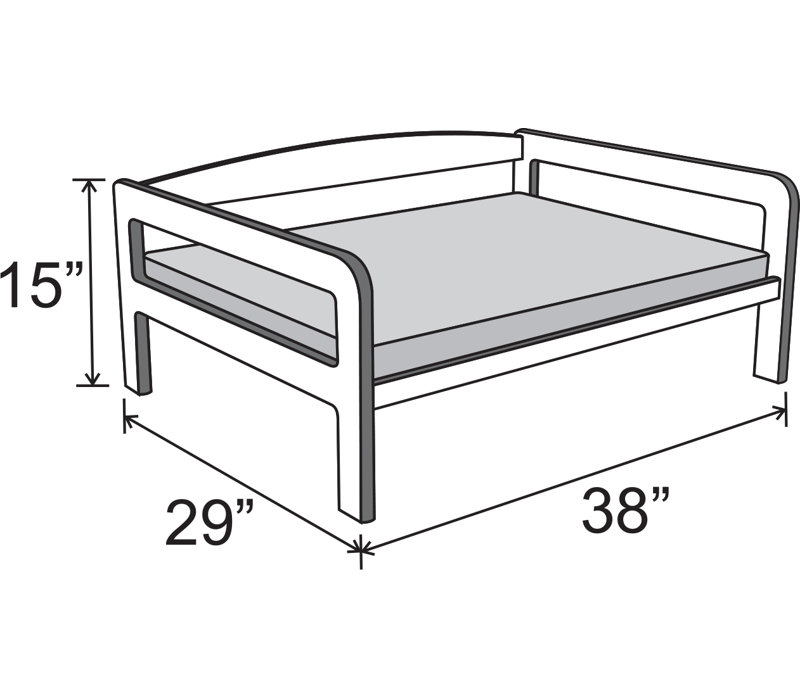 Lit pour chien surélevé Ayra, bois massif, matelas moka, finition noire, petit, Grand (l 38 po x P 29 po x H 15 po)