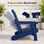 Chaise Adirondack pliante en PEHD bleu marine avec repose-pieds rétractable et porte-gobelet-623316295