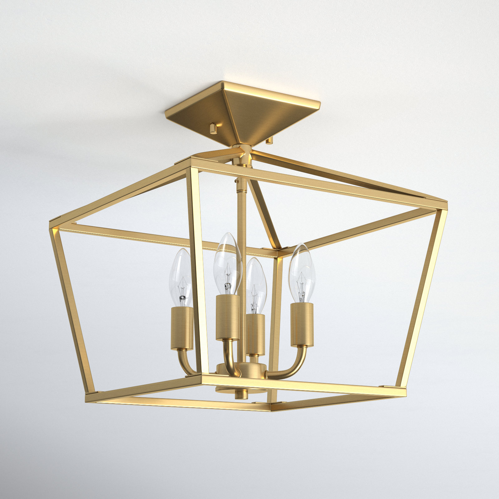 Hastings 4-Light Semi Flush Mount, Warm Brass