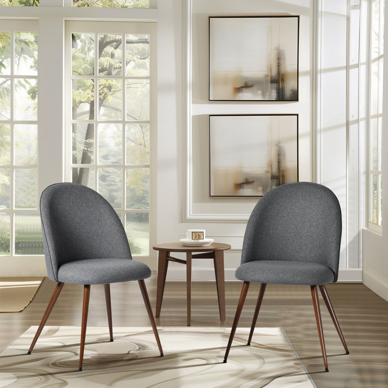 Chaises d'appoint rembourrées avec dossier incurvé et pieds d'appoint robustes en métal, Polyester gris